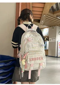 Süßer gesteppter Rucksack mit großem Fassungsvermögen für Schülerinnen im koreanischen Stil
