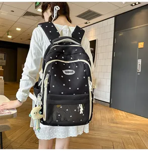 Schwarzer Sternenmuster Ita Rucksack Klares Fenster Schultasche Lässiger Tagesrucksack