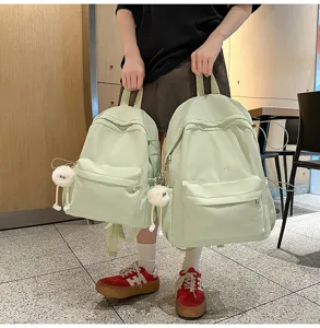 Leichter süßer Schleifen Rucksack Detailansicht, schicke Bonbonfarben Schultasche.