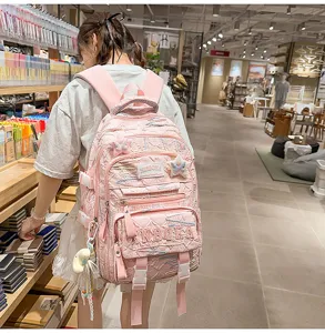 Koreanischer Stil rosa Rucksack grosse Kapazitaet Schultasche fuer Schueler Teens