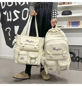 Campus süßer Rucksack und Tote Bag Set für Studenten, lässiger vielseitiger Pendler-Stil.