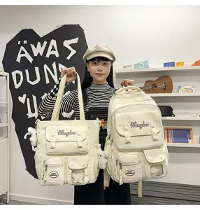 Canvas Schulrucksack und Tragetasche Set große Kapazität niedlich Design für Studenten Alltag.