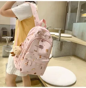Niedlicher rosa kleiner Rucksack für Mädchen, süße Bären Schultertasche für Alltag und Schule.
