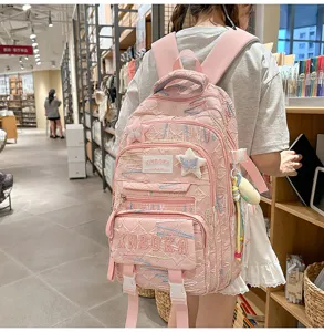 Rosa süßer Stil mehrfächriger Rucksack mit großer Kapazität für Schülerinnen im Alltag