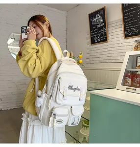 Süßer College-Stil großer Kapazität Schüler Rucksack lässige vielseitige Schultasche für Pendeln