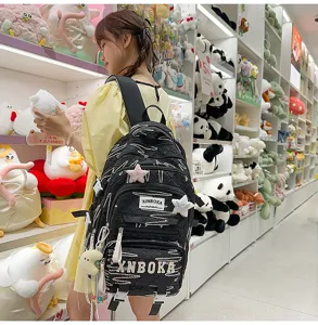 Modischer koreanischer süßer Rucksack für Schüler mit großer Kapazität und Fächern