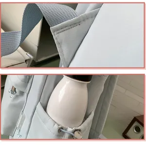 Japanischer Stil süßer Rucksack Detailansicht mit robusten Schultergurten und Seitentaschen.