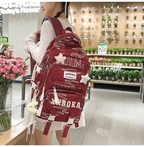 Koreanischer Stil ins Große Kapazität Rucksack Multifach Freizeitschultasche für Schüler