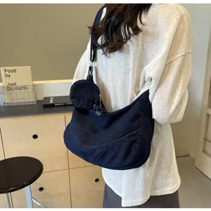 Women denim dumpling crossbody bag casual stylish soft shoulder handbag winter new trend