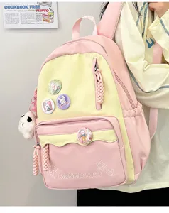 Japanischer Stil süßer Dopamin Farbblock Rucksack große Kapazität Freizeit Daypack