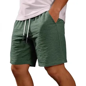 Mens summer casual sports shorts with elastic drawstring waist and breathable fabric daily wear.