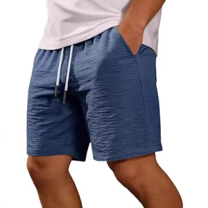 Men casual summer shorts lightweight breathable beach loose fit elastic waist cotton shorts