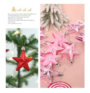 Christmas tree hanging star ornaments electroplated plastic pentagram decorations 12pcs