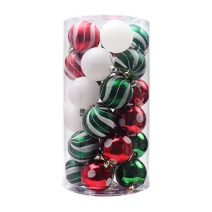 Boules de Noël 30 pcs 6cm incassable plastique décorations de sapin rouge vert blanc.