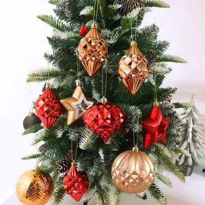 Juego de Adornos Navideños Pintados y Moldearon Bolas Colgantes Inastillables Para Árbol de Navidad Fiesta