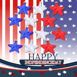 Patriotic star ornaments, red white and blue hanging decor for Independence Day party.