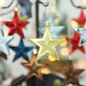 Electroplated pentagram star pendant for holiday Christmas tree decoration, shiny and matte.