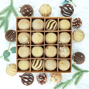 Bolas de Navidad set de 16 piezas 6cm flocadas con purpurina para decoración de árbol