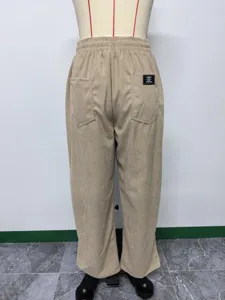 Winter corduroy straight trousers for women, loose casual high waist solid color long pants.