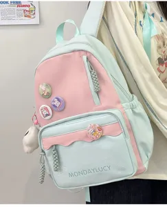 Süßer japanischer Ins-Stil Pastell Rosa und Mintgrün Rucksack für Mädchen Schultasche.