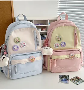 Niedlicher japanischer Stil Dopamin Schulranzen große Kapazität lässiger Tagesrucksatz