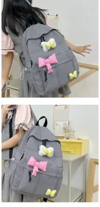 Süsser Karomuster SchRucksack für Schüler mit hübschen Schleifen für den Alltag.