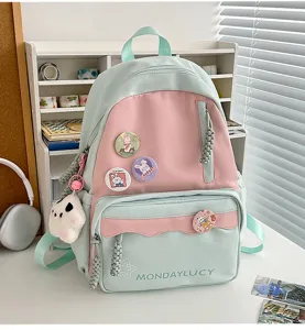 Japanischer Stil zweifarbig Studenten Rucksack grosse Kapazitaet Dopamin Schultertasche