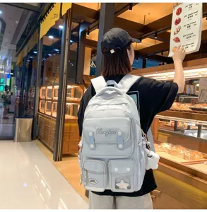 Weicher Mädchen frischer Schulranzen koreanischer Stil College Rucksack hellblau design