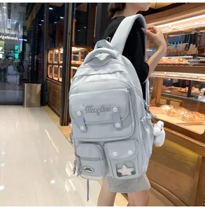 Hellblauer College-Stil Rucksack, Fächer für Studenten, Schulranzen für den Alltag