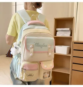 Mehrfächer Pastell Schüler Rucksack, schicke koreanische Schultertasche für Mädchen.