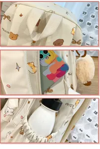 Süßer kleiner Canvas-Rucksack mit Cartoon-Druck für Mädchen, Freizeittasche für den Sommer.