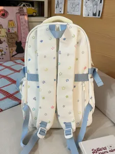Pastell süßer Schüler Rucksack, Bonbon Farbe Stern Mond Muster große Kapazität Schulranzen.