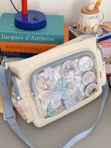 Japanischer süßer Ita-Tasche klarer Umhängetasche süße Schultasche mit Anstecknadeln