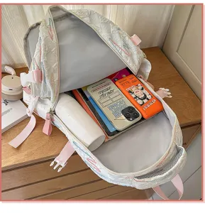 Koreanischer Ins-Stil gesteppter Rucksack mit vielen Fächern und großem Fassungsvermögen.