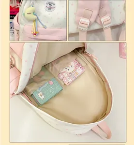 Japanischer Stil süßer rosa Rucksack mit Sternenmuster, süße Schultasche für Schülerinnen.