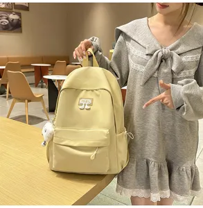 Lässiger Canvas Schulrucksack große Kapazität hellgelber Tagesrucksack für Schüler