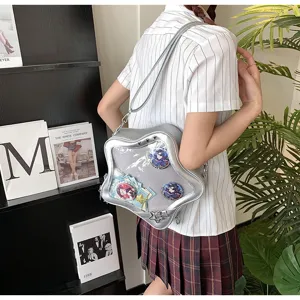 Japanese sweet cool star ita bag clear window anime crossbody shoulder backpack detail view