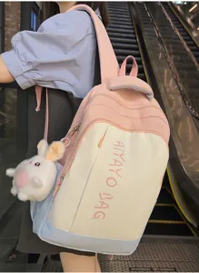 Süßer, farbblockierter Mini-Rucksack für Damen, stylische Freizeit-Schultasche für Reisen.