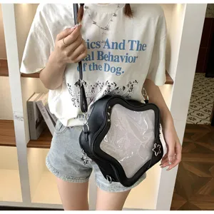 Japanese cute star shape ita bag sweet cool girl mini crossbody bag transparent window