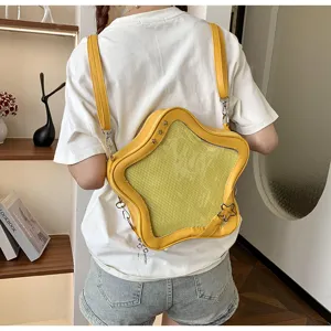 Cute star-shaped ita bag mini backpack for women sweet style yellow crossbody bag