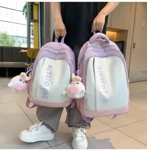 Niedlicher Mini-Rucksack mit Farbblock für Damen, stylische Schultasche und Reise-Tagesrucksack.