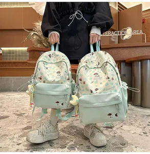 Hübscher Canvas Rucksack für Mädchen modische Schultasche mit niedlichem Welpenmuster