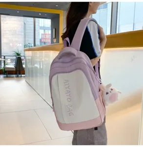 Frischer farbblockierter Mini-Rucksack für süße Studenten, stylische lässige Alltagstasche.