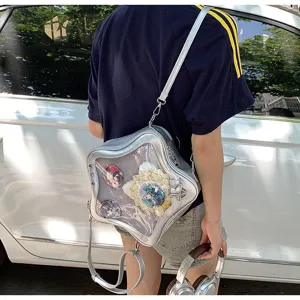 Japanese cute star ita bag silver clear window crossbody backpack sweet cool ACG shoulder bag