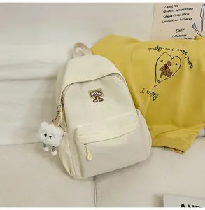 Lässiger weißer Damen-Rucksack aus Segeltuch für Schüler mit großem Fassungsvermögen und Wolke.