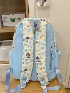 Süßer blauer Rucksack mit Hundemotiv für Mädchen, süßer Casual Schulrucksack mit Taschen.