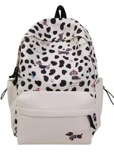 Süßer japanischer Canvas-Rucksack mit niedlichem Hundedruck, perfekte Schultasche für Schüler.