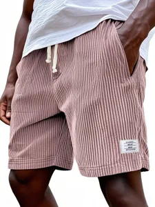 Herren Cord Shorts Freizeit lockere Passform Texturiert Sommer Strandshorts mit Kordelzug