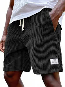 Herren Freizeit Cordshorts lose Passform Sommer Streetwear mit Kordelzug und Etikett