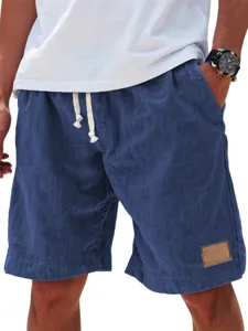 Men's casual linen-blend shorts with drawstring and pocket for comfortable summer daily wear.